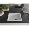 Mexen Pedro granito kriauklė su vienu dubeniu 560 x 460 mm, balta, juodas sifonas - 6508561000-20-B