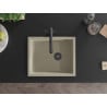 Mexen Pedro vienguba granitinė plautuvė 560 x 460 mm, Smėlio spalvos, sifonas Juoda - 6508561000-69-B