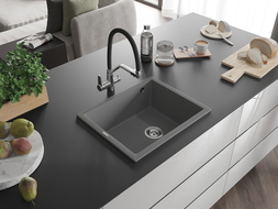 Mexen Pedro vienguba granitinė plautuvė 560 x 460 mm, Pilka - 6508561000-71
