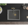 Mexen Pedro 1-skyrių granitinė kriauklė 560 x 460 mm, pilka, aukso spalvos sifonas - 6508561000-71-G