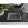 Mexen Pedro granitinė vienos kameros plautuvė 560 x 460 mm, pilka, juodas sifonas - 6508561000-71-B