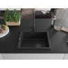 Mexen Pedro 1-dubens granitinė plautuvė 560 x 460 mm, juoda/auksinė metalo blizgesys, juodas sifonas - 6508561000-75-B