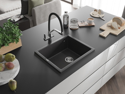 Mexen Pedro vienguba granitinė plautuvė 560 x 460 mm, Juodai dėmėtas - 6508561000-76