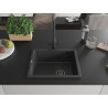 Mexen Pedro granito kriauklė vienos kameros 560 x 460 mm, juoda su taškeliais, juodas sifonas - 6508561000-76-B