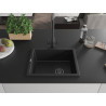 Mexen Pedro granitinė kriauklė vienos sunkiosios 560 x 460 mm, juoda, juodas sifonas - 6508561000-77-B