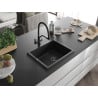 Mexen Pedro vienguba granitinė plautuvė 560 x 460 mm, Juoda, sifonas Juoda - 6508561000-77-B