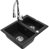 Mexen Carlos granitinis 1,5 dalių plautuvas su virtuviniu maišytuvu Savita, juodas - 6518-77-672601-00