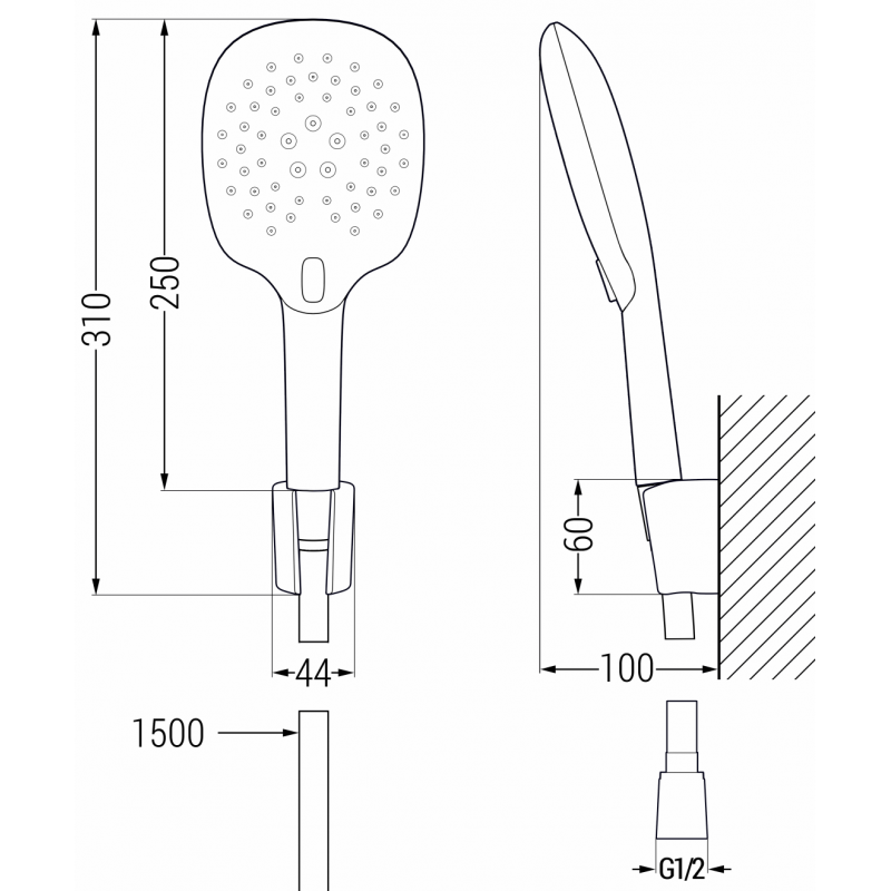 Mexen R-22 taškinis dušo rinkinys, juodas - 785225052-70