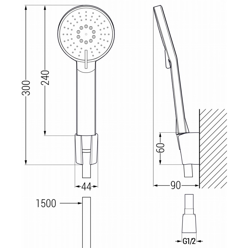 Mexen R-40 taškinis dušo rinkinys, šlifuotas pistoleto pilkumo - 785405052-66