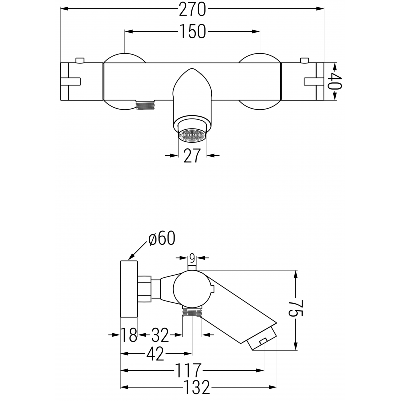 Mexen Kai termostatinis vonios maišytuvas, rožinis auksas - 77300-60