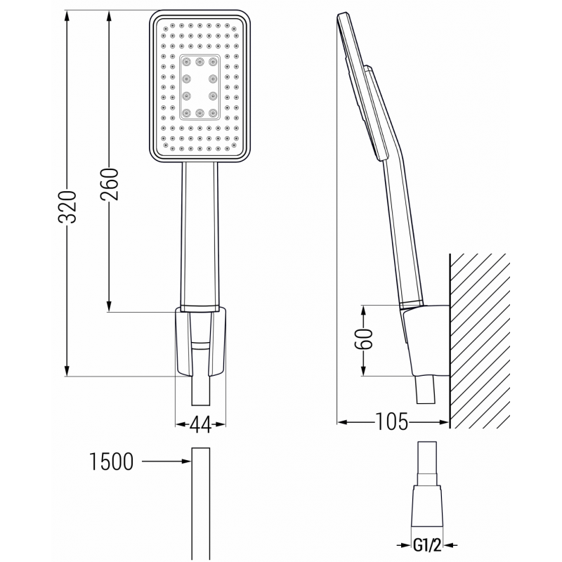 Mexen R-54 taškinis dušo komplektas, baltas/chromo - 785545052-21