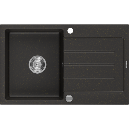 Mexen Bruno vienguba granitinė plautuvė su džiovykle 795 x 495 mm, Juoda/Auksinė metallic- 6513791010-75