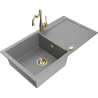 Mexen Leo grindinis granitinis 1-komorinis su nusausintuvu ir virtuvės maišytuvu Carla, pilkas - 6501-71-670700-50