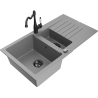 Mexen Matias granito plautuvė 1,5 sekcijų su nuvarvėjimu ir virtuviniu maišytuvu Carla, pilka - 6502-71-670700-70-B