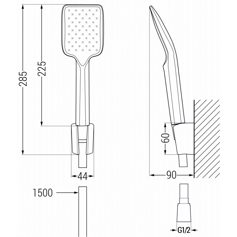Mexen R-62 taškinis dušo komplektas, šlifuotas ginklinės pilkos spalvos - 785625052-66
