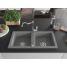 Mexen Mario granitinė dviejų skyrių kriauklė su maišytuvu Carla, pilka - 6504-71-670700-00