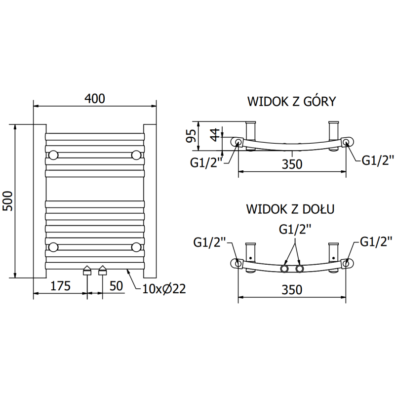 Mexen Ares vonios radiatorius 500 x 400 mm, 179 W, baltas - W102-0500-400-00-20