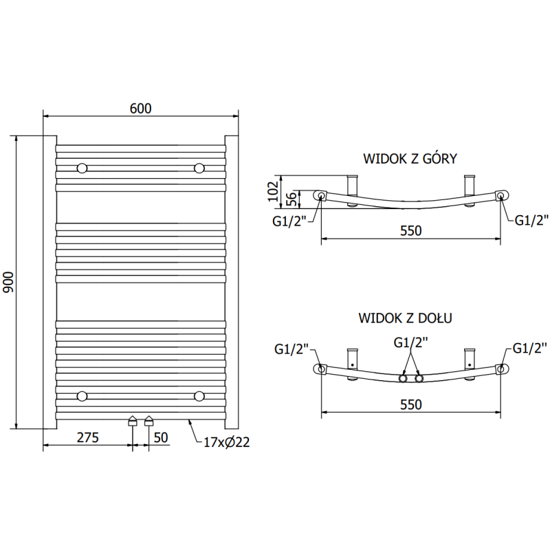 Mexen Ares vonios radiatorius 900 x 600 mm, 433 W, baltas - W102-0900-600-00-20