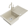 Mexen Pablo granitinė vienos kameros plautuvė su nusausintuvu ir virtuviniu maišytuvu Carla, smėlio - 6510-69-670700-00