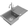 Mexen Pablo granitinė vienos kameros plautuvė su nusausinimo vieta ir virtuviniu maišytuvu Carla, pilka - 6510-71-670700-00