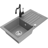 Mexen Pablo granitinis virtuvinis kriauklė 1-skyrių su nuvarveklu ir virtuviniu maišytuvu Carla, pilka - 6510-71-670700-70