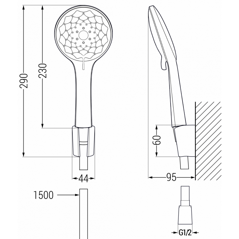 Mexen R-74 taškinis dušo komplektas, chromas - 785745052-00