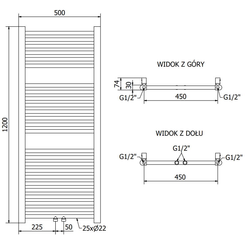 Mexen Mars vonios radiatorius 1200 x 500 mm, 528 W, juodas - W110-1200-500-00-70