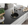 Mexen Diego vienos kameros granito plautuvė su virtuviniu maišytuvu Carla, juoda - 6512-77-670700-50