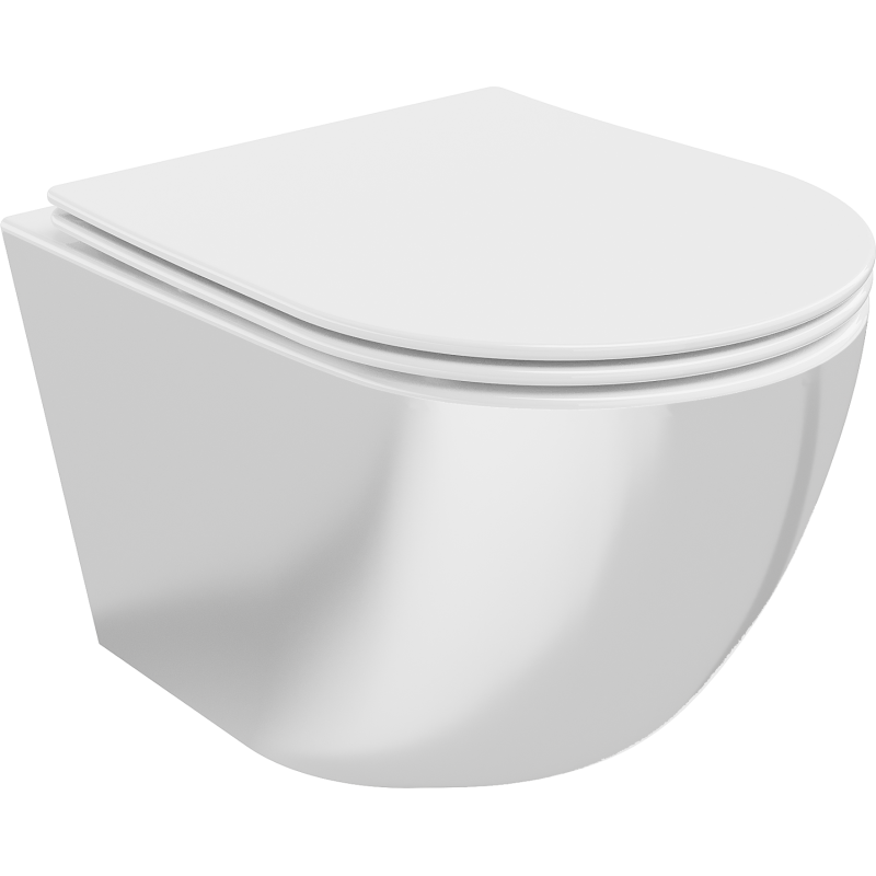 Mexen Lena WC slim dubuo be ratlankio su lėtai nusileidžiančiu dangčiu, duroplastikas, baltas/sidabrinis - 30224004