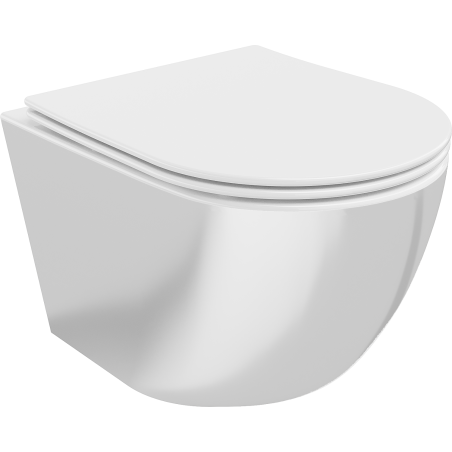 Mexen Lena WC klozetas Rimless su lėtai krentančiu plonu duroplastiniu dangčiu, baltas/sidabrinis - 30224004