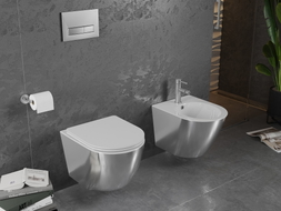 Mexen Lena WC dubuo be ratlankio su lėtai nusileidžiančia slim dangčiu, duroplast, balta/sidabrinė - 30224004