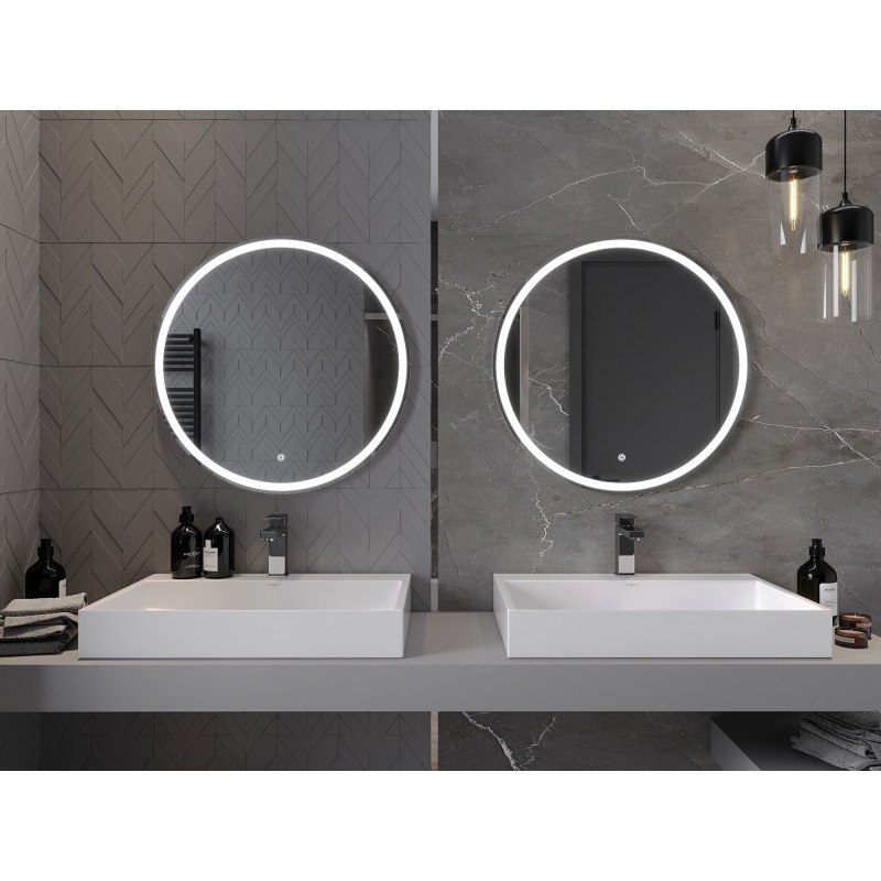 Mexen Gobi apšviestas apvalus vonios veidrodis, skersmuo 70 cm, LED 6000K, nuo rasojimo - 9801-070-070-611-00