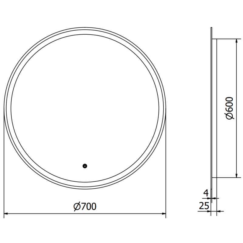 Mexen Gobi apvalus, apšviestas vonios veidrodis, 70 cm, LED 6000K, apsauga nuo rasojimo - 9801-070-070-611-00
