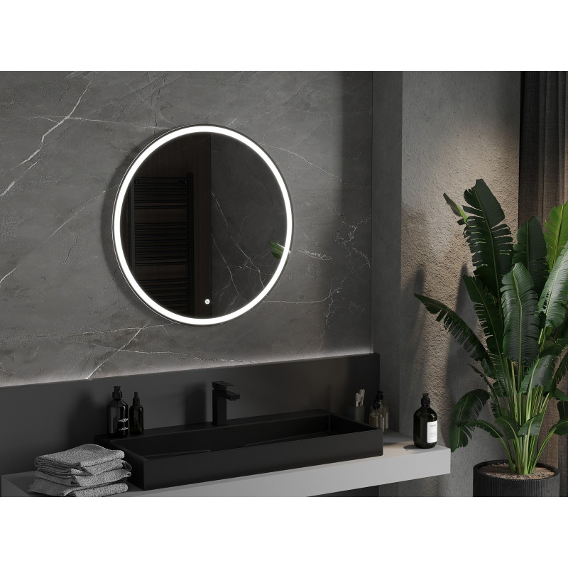 Mexen Gobi apšviestas vonios veidrodis, apvalus, 80 cm, LED 6000K, priešrūkinis - 9801-080-080-611-00