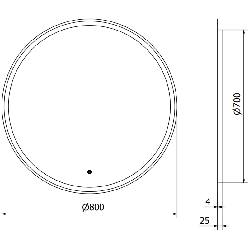 Mexen Gobi apvalus veidrodinis vonios veidrodis, 80 cm, LED 6000K, priešrūkas - 9801-080-080-611-00