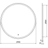 Mexen Gobi vonios veidrodis su apšvietimu, apvalus 90 cm, LED 6000K, anti-rūkas - 9801-090-090-611-00