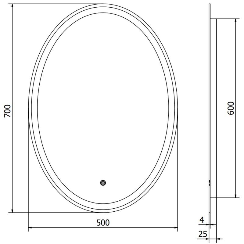 Mexen Elz apšviestas vonios veidrodis 50 x 70 cm, LED 6000K, priešrūkinis - 9802-050-070-611-00