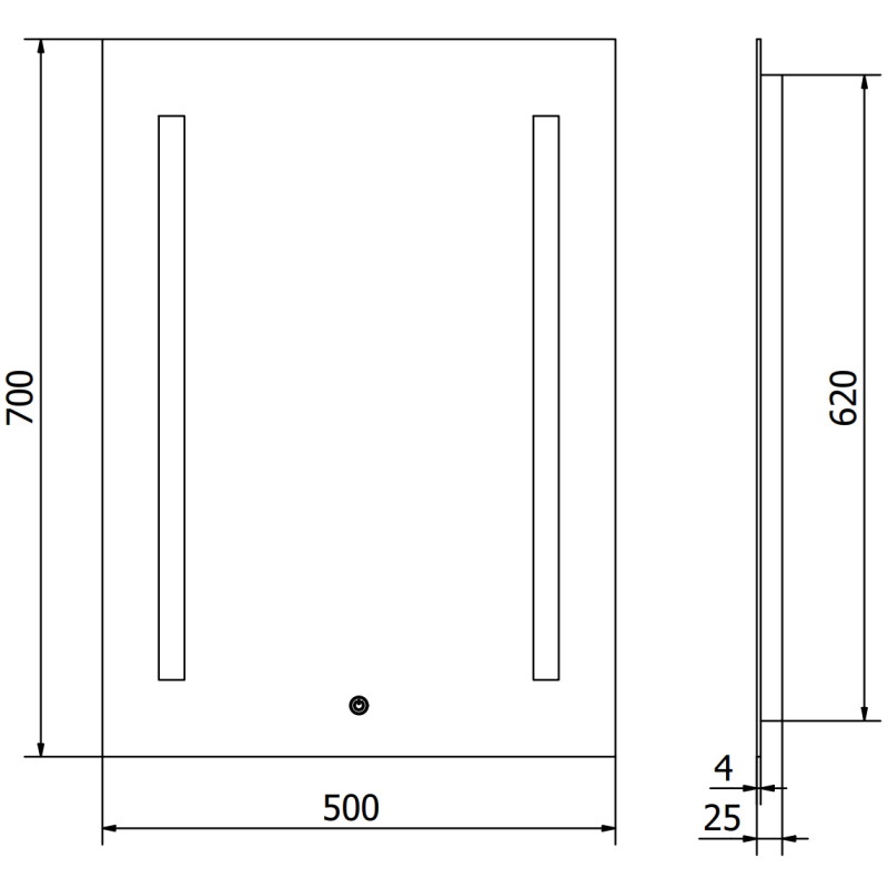 Mexen Remi vonios veidrodis su apšvietimu 50 x 70 cm, LED 6000K, apsauga nuo rasojimo - 9804-050-070-611-00