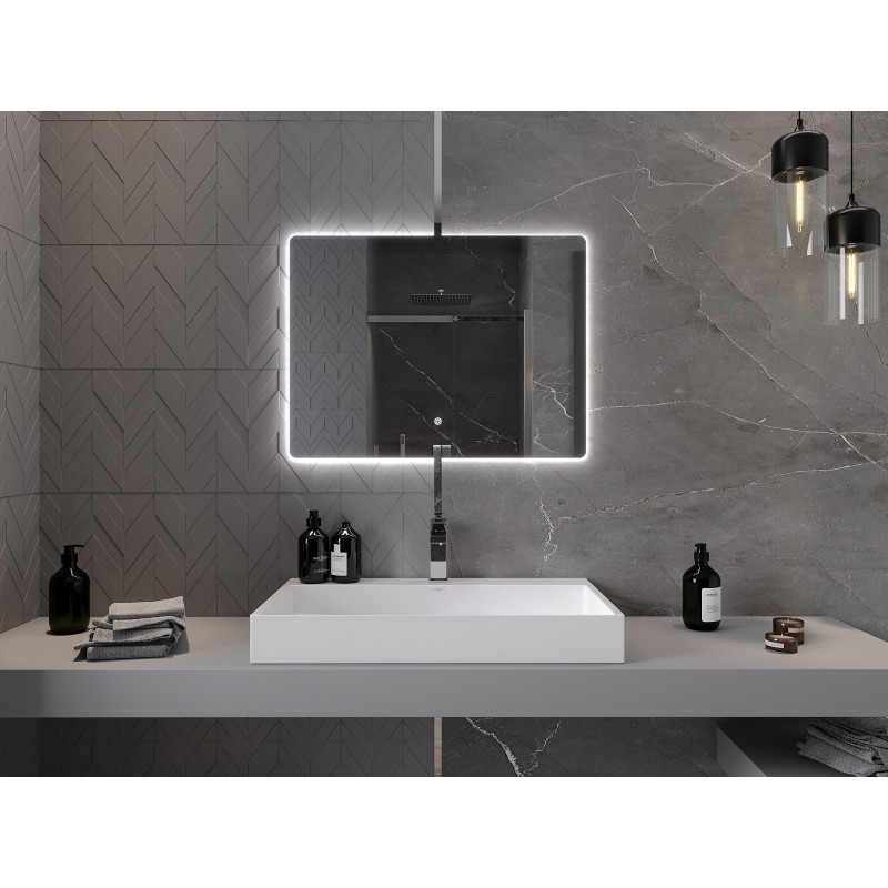 Mexen Sun apšviestas vonios veidrodis 80 x 60 cm, LED 6000K, apsauga nuo rasojimo - 9807-080-060-611-00