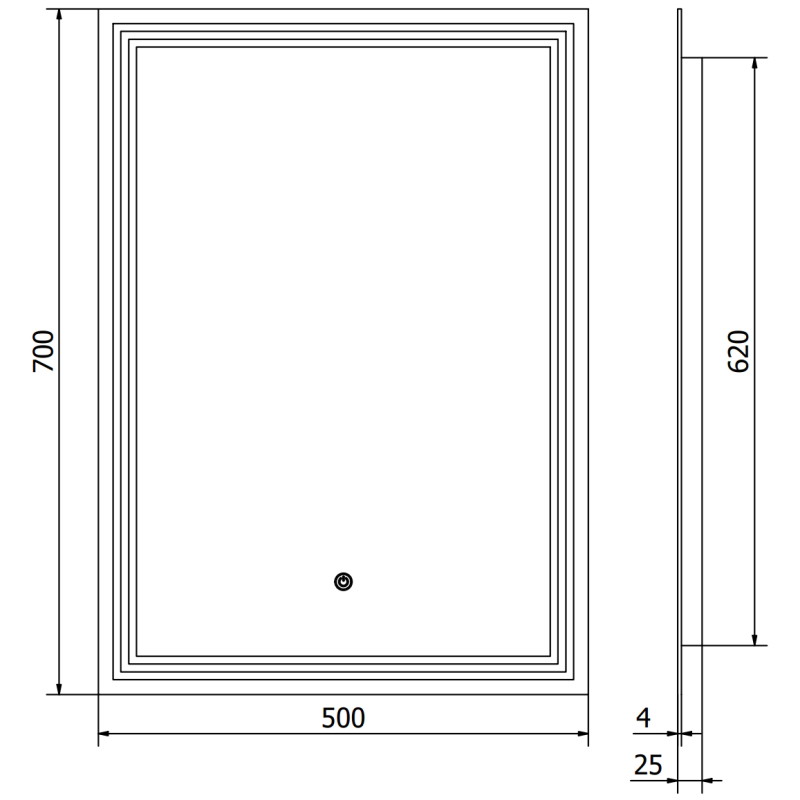 Mexen Taco 50 x 70 cm apšviestas vonios veidrodis, LED 6000K, anti-rasas - 9805-050-070-611-00