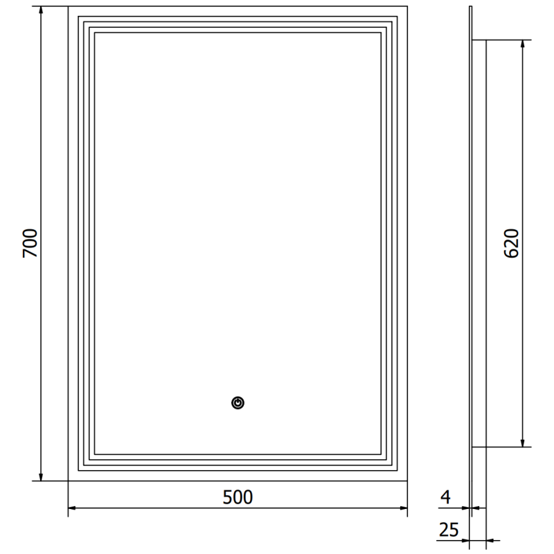 Mexen Taco veidrodinis apšviestas 50 x 70 cm, LED 6000K, antirūkas - 9805-050-070-611-00