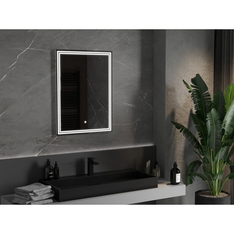 Mexen Taco apšviestas vonios veidrodis 60 x 80 cm, LED 6000K, anti-garu - 9805-060-080-611-00
