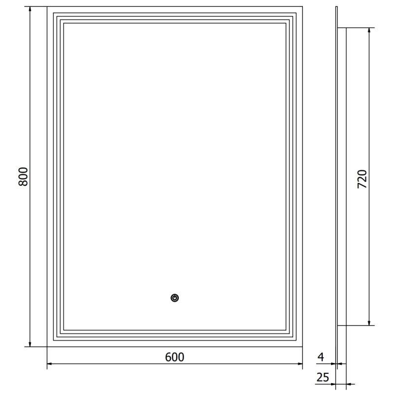 Mexen Taco apšviestas vonios veidrodis 60 x 80 cm, LED 6000K, anti-garu - 9805-060-080-611-00