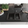 Mexen Carlos 1,5 kamerų granitinė plautuvė su virtuviniu maišytuvu Carla, juoda/auksinė metallic - 6518-75-670700-70-B