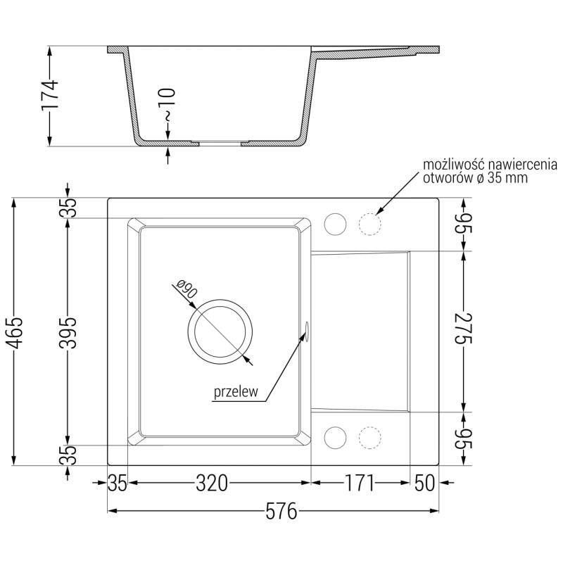 Mexen Enzo 1-komorinis granitinis plautuvė su nubėgimu ir virtuviniu maišytuvu Carla, baltas - 6506-20-670700-50
