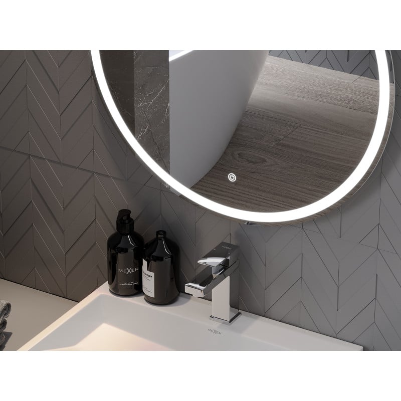 Mexen Gobi apvalus apšviestas vonios veidrodis, 60 cm, LED 6000K, antifog - 9801-060-060-611-00