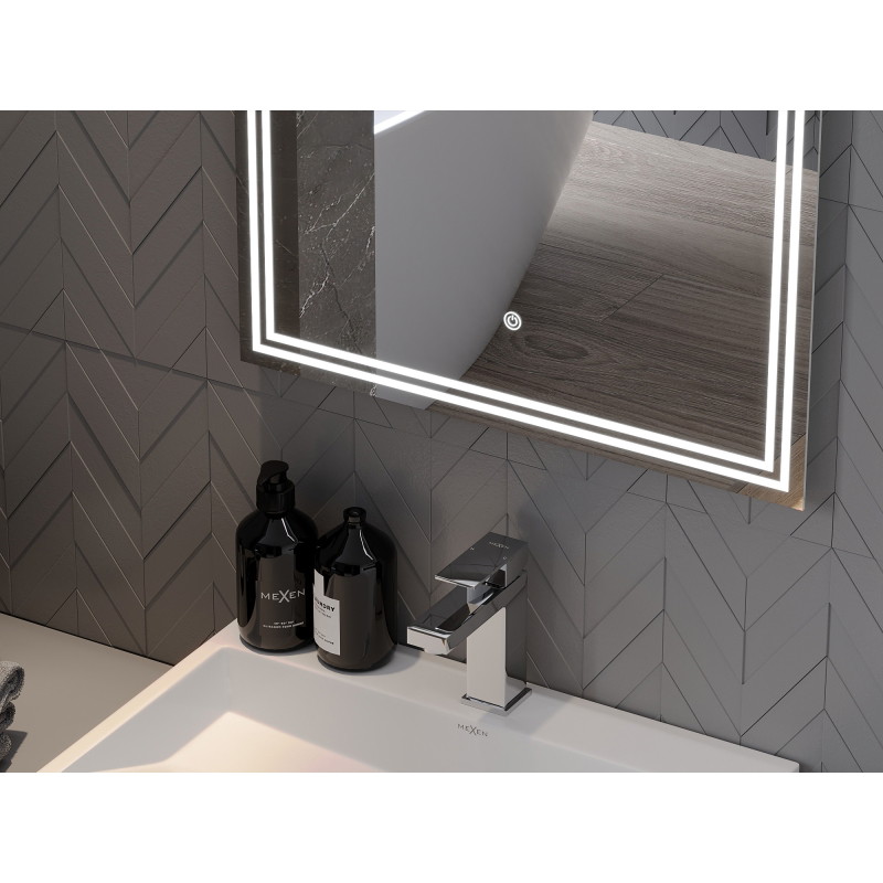 Mexen Taco apšviestas vonios veidrodis 60 x 80 cm, LED 6000K, anti-garu - 9805-060-080-611-00