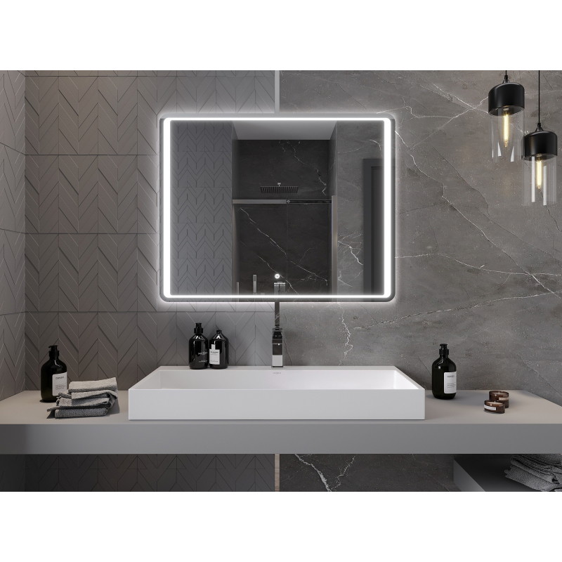 Mexen Zusa apšviestas vonios veidrodis 100 x 80 cm, LED 6000K, anti-rūko - 9808-100-080-611-00