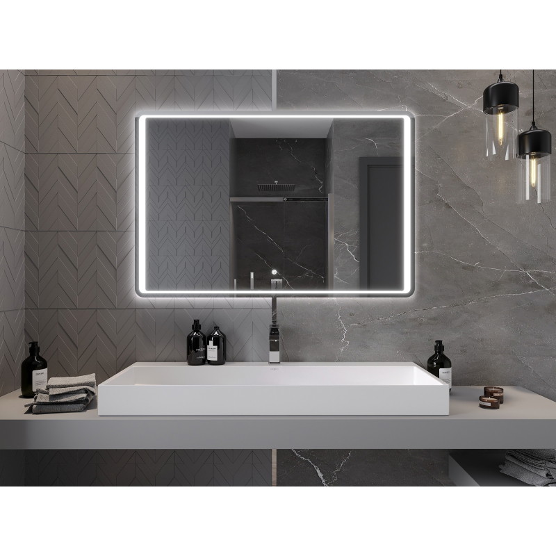 Mexen Zusa veidrodinis vonios kambarys su apšvietimu 120 x 80 cm, LED 6000K, nuo rasojimo - 9808-120-080-611-00
