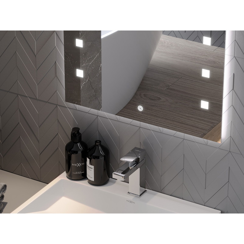 Mexen Ner apšviestas vonios veidrodis 80 x 60 cm, LED 6000K, nuo rasos - 9809-080-060-611-00